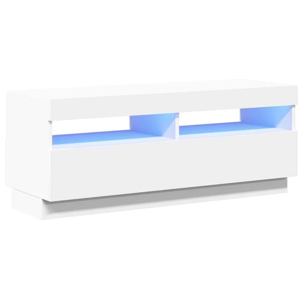 vidaXL TV-benk med LED-lys hvit 100x35x40 cm