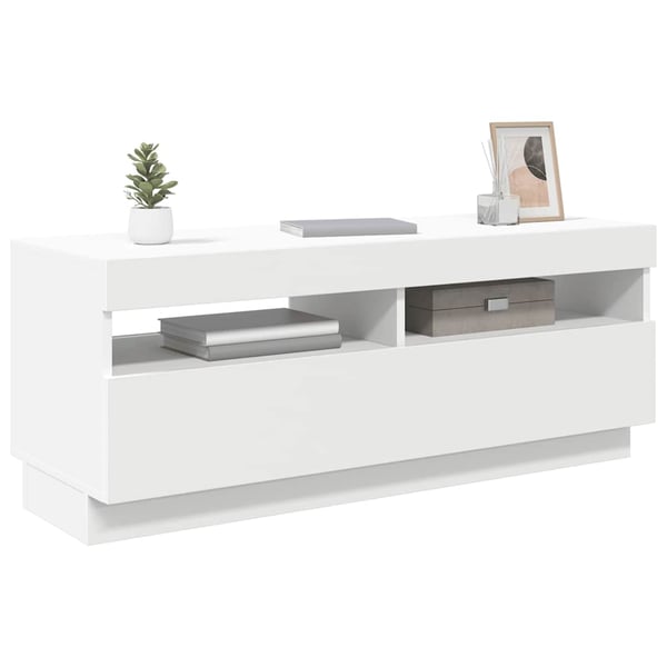 vidaXL TV-benk med LED-lys hvit 100x35x40 cm