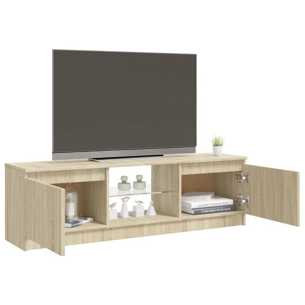 vidaXL TV-benk med LED-lys sonoma eik 120x30x36 cm