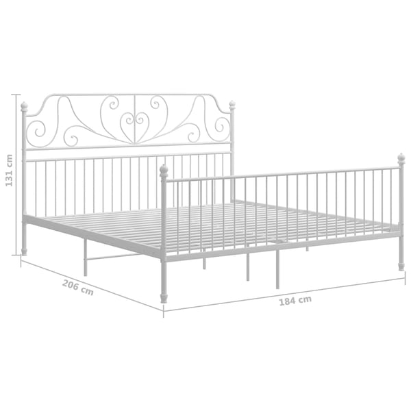 vidaXL Sängram utan madrass vit metall 180x200 cm
