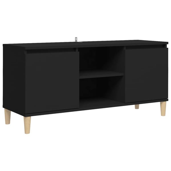 vidaXL TV-benk med ben i heltre svart 103,5x35x50 cm