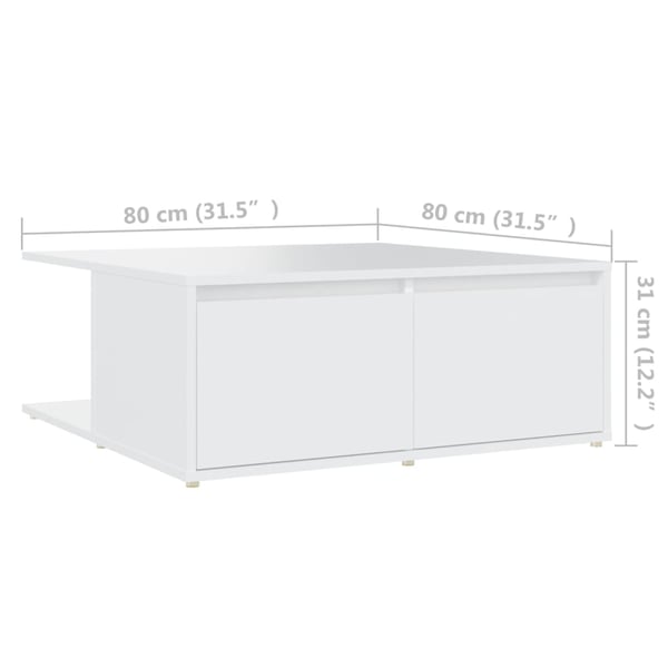 vidaXL sofabord 80x80x31 cm spånplade hvid