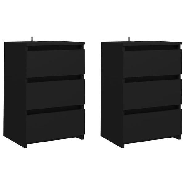 vidaXL sengeskabe 2 stk. 40x35x62,5 cm spånplade sort
