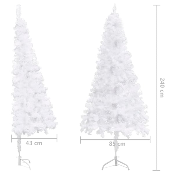 vidaXL kunstigt juletræ til hjørne 240 cm PVC hvid