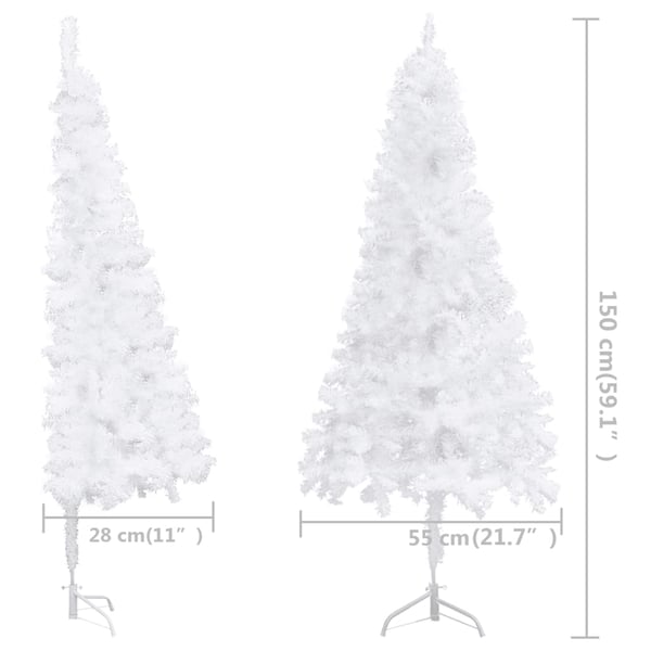 vidaXL kunstigt juletræ til hjørne 150 cm PVC hvid