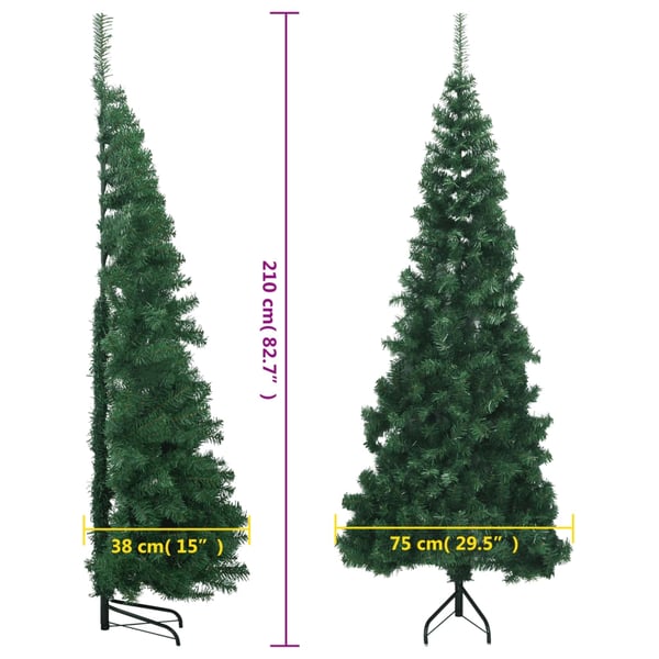 vidaXL kunstigt juletræ til hjørne 210 cm PVC grøn