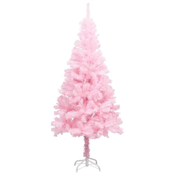 vidaXL kunstigt juletræ med fod 120 cm PVC lyserød