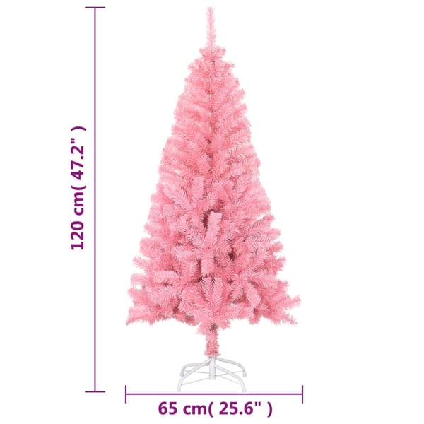 vidaXL kunstigt juletræ med fod 120 cm PVC lyserød