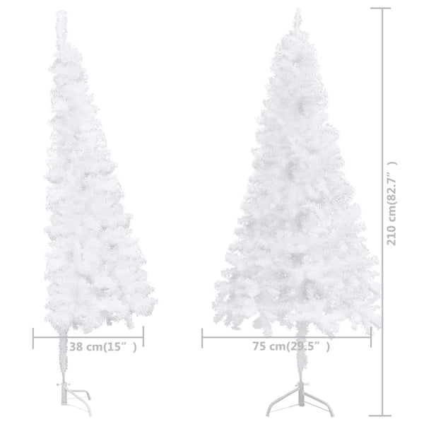 vidaXL kunstigt juletræ til hjørne 210 cm PVC hvid