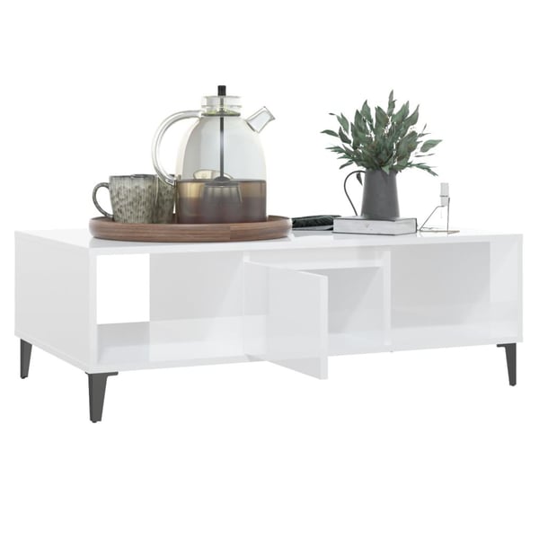 vidaXL sofabord 103,5x60x35 cm spånplade hvid højglans