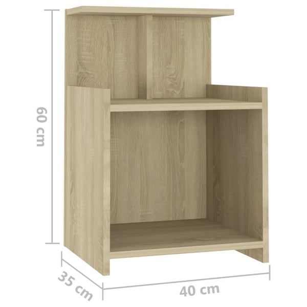 vidaXL sengeskabe 2 stk. 40x35x60 cm spånplade sonoma-eg