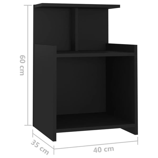 vidaXL Yöpöydät 2 kpl musta 40x35x60 cm lastulevy