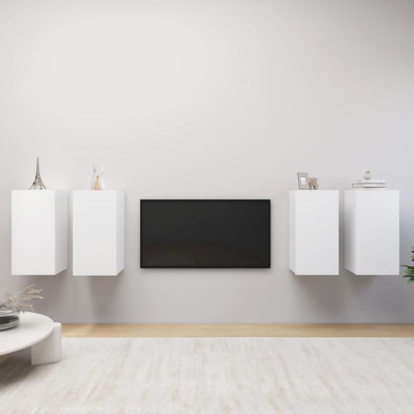 vidaXL TV-benker 4 stk hvit 30,5x30x60 cm sponplate