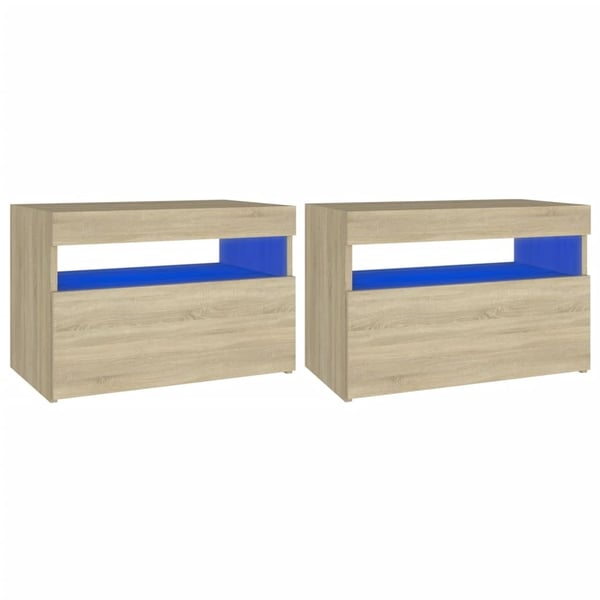 vidaXL Nattbord & LED-lys 2 stk sonoma eik 60x35x40 cm