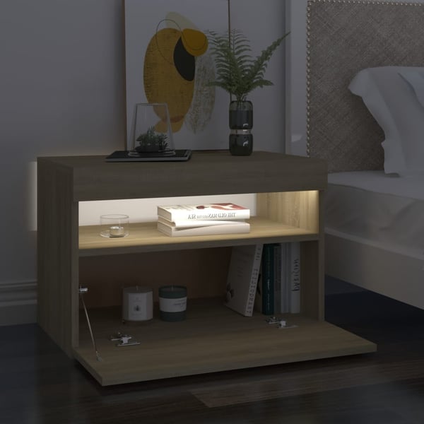 vidaXL Nattbord & LED-lys 2 stk sonoma eik 60x35x40 cm
