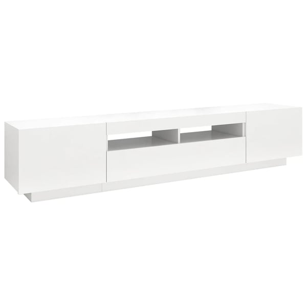 vidaXL TV-benk med LED-lys hvit 200x35x40 cm