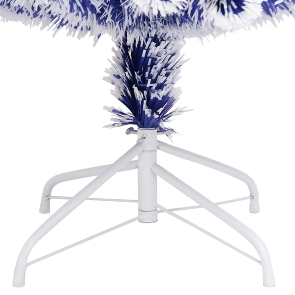 vidaXL kunstigt juletræ med lys 120 cm fiberoptisk hvid og blå