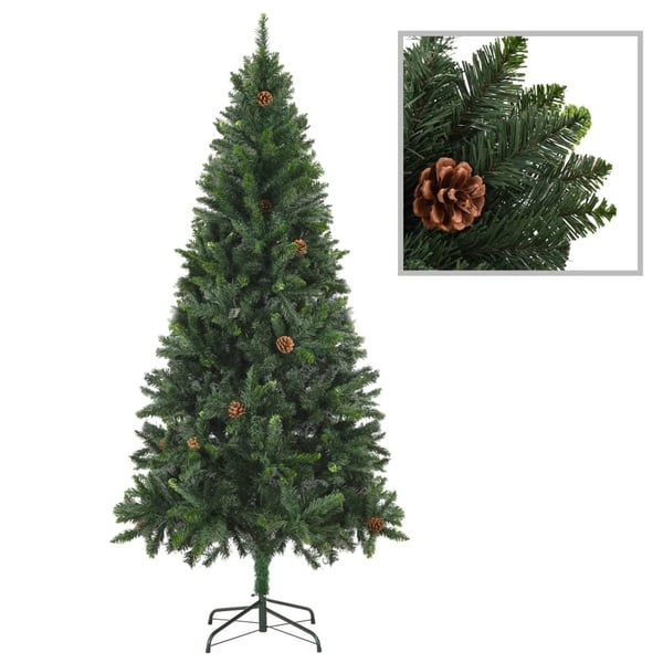 vidaXL Joulukuusi esivalaistu palloilla ja kävyillä 210 cm