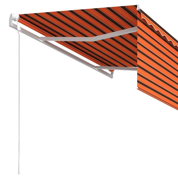 vidaXL markise m. gardin 3,5x2,5 m automatisk betjening orange og brun