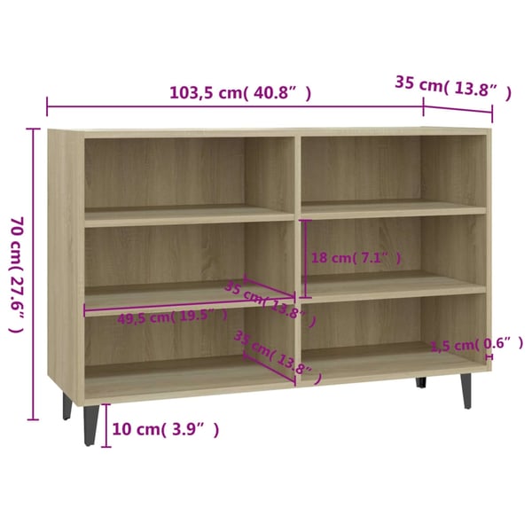 vidaXL skænk 103,5x35x70 cm spånplade sonoma-eg