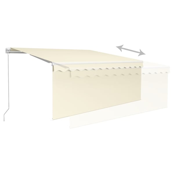 vidaXL Manuell uttrekkbar markise med rullegardin LED 3x2,5 m kremhvit