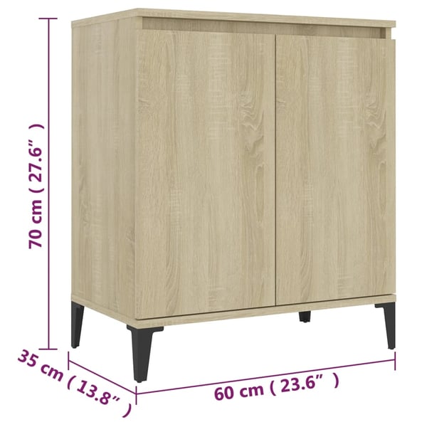 vidaXL Skjenk sonoma eik 60x35x70 cm konstruert tre