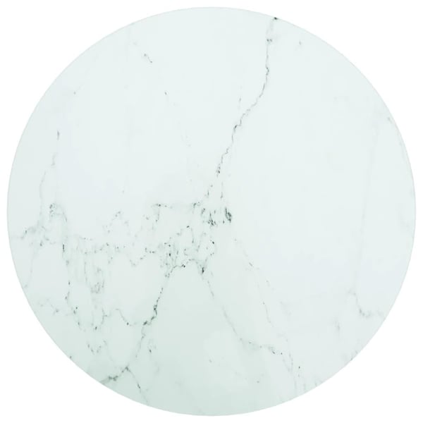 vidaXL Bordplate hvit Ø50x0,8 cm herdet glass med marmor design