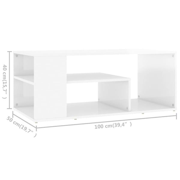 vidaXL sofabord 100x50x40 cm spånplade hvid højglans