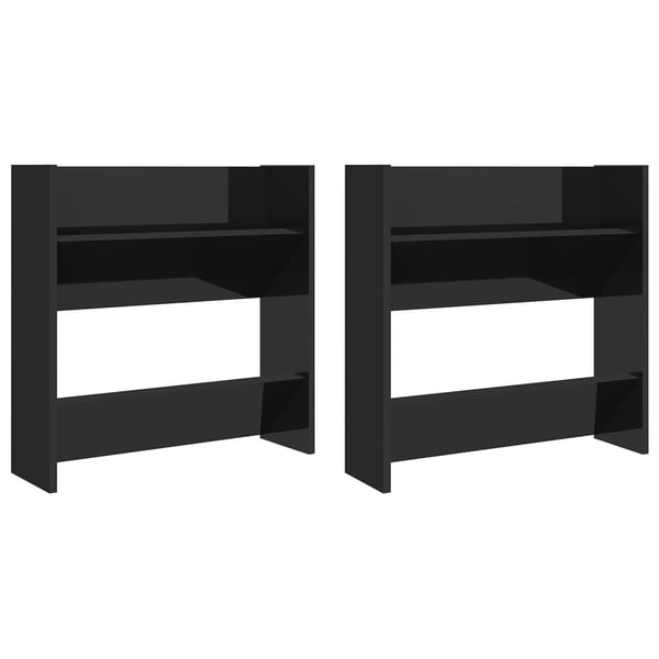 vidaXL Seinäkenkäkaapit 2 kpl korkeakiilto musta 60x18x60 cm lastulevy