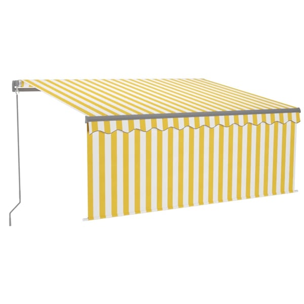vidaXL Manuell markise med rullegardin og LED 3x2,5 m gul og hvit