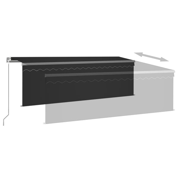 vidaXL Manuell uttrekkbar markise rullegardin og LED 4x3 m antrasitt