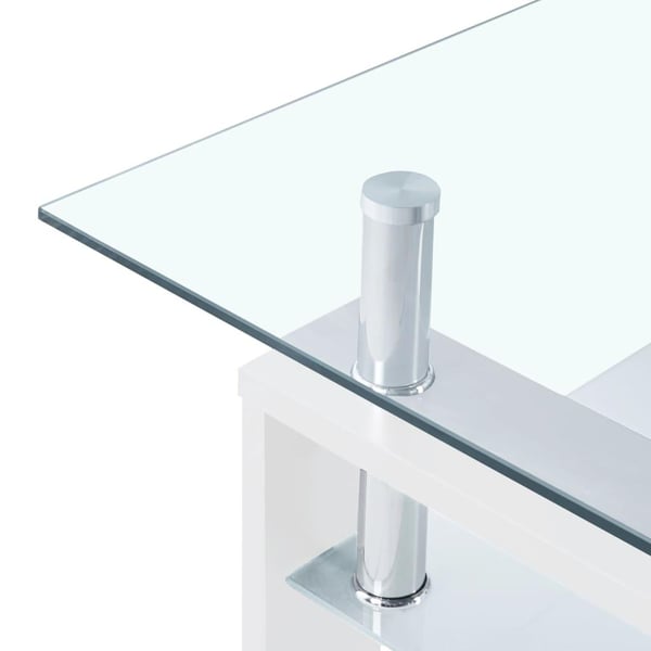 vidaXL sofabord 95x55x40 cm hærdet glas hvid og transparent