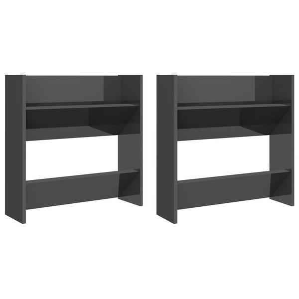 vidaXL Veggskoskap 2 stk høyglans grå 60x18x60 cm sponplater
