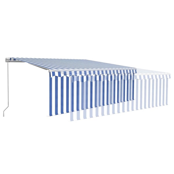 vidaXL Manuell uttrekkbar markise med rullegardin 4x3 m blå og hvit