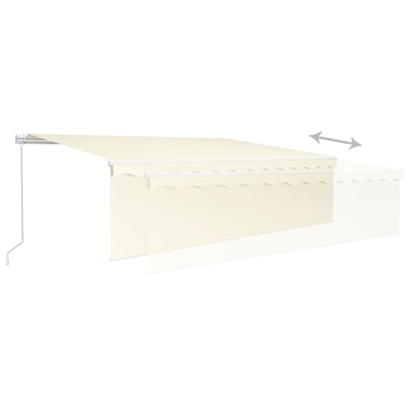 vidaXL markise m. gardin + LED 5x3 m manuel betjening cremefarvet