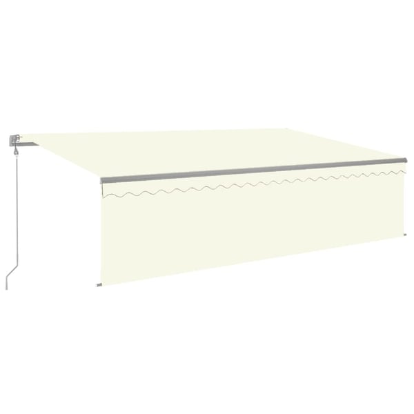 vidaXL markise m. gardin+LED+vindsensor 5x3 m automatisk cremefarvet