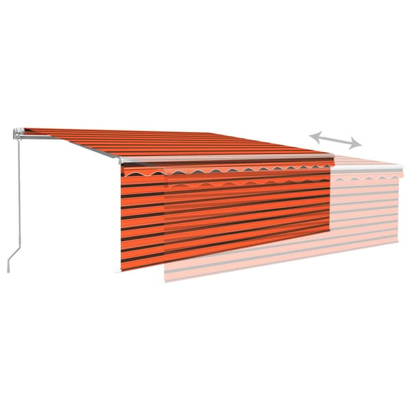 vidaXL markise m. rullegardin 4,5x3 m manuel orange og brun