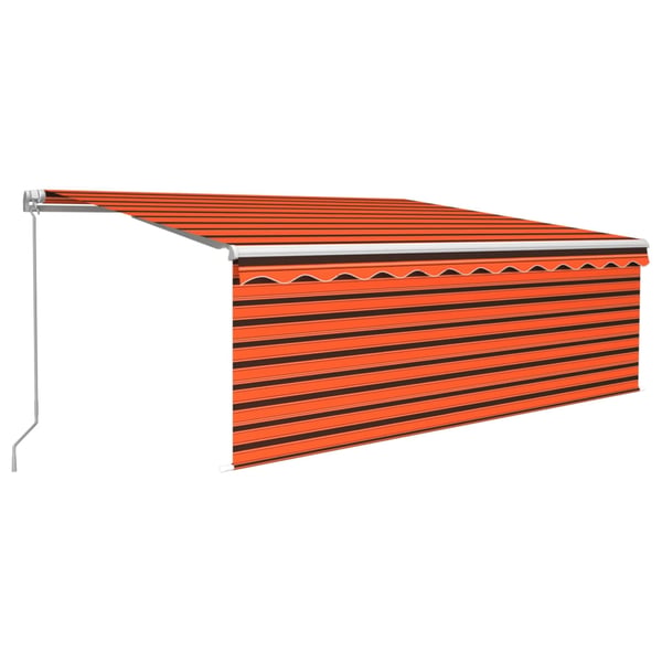 vidaXL markise m. gardin + LED 4,5x3 m manuel betjening orange og brun