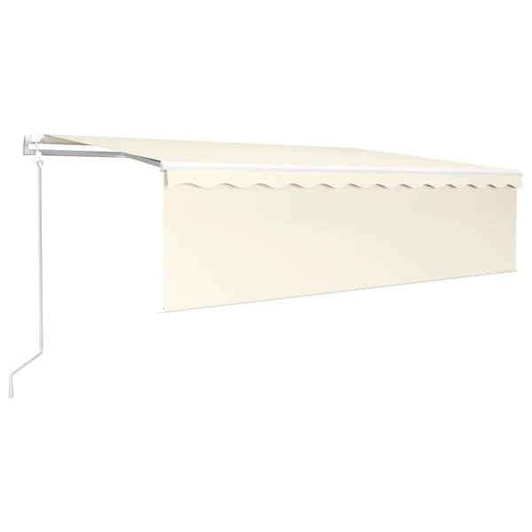 vidaXL markise m. gardin+LED+vindsensor 5x3 m automatisk cremefarvet