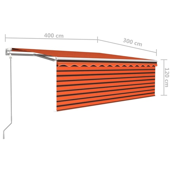 vidaXL Automatisk uttrekkbar markise rullegardin 4x3 m oransje brun