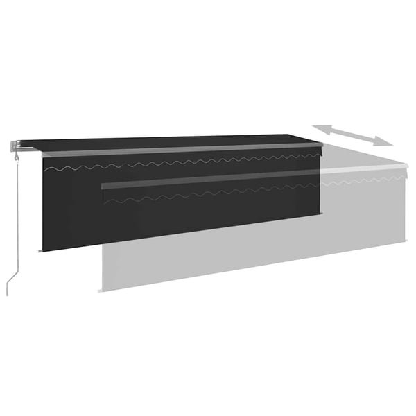 vidaXL Automatisk markise med vindsensor og LED 5x3 m antrasitt
