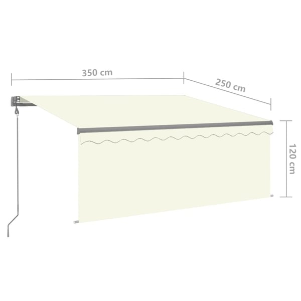 vidaXL Automatisk uttrekkbar markise med rullegardin 3,5x2,5m kremhvit