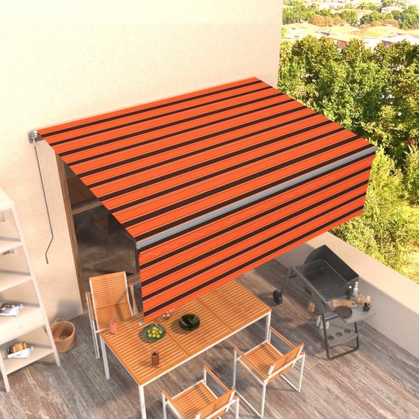 vidaXL markise m. rullegardin 4,5x3 m manuel orange og brun