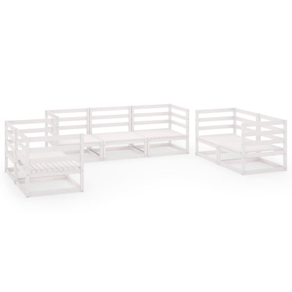 vidaXL Hagesofagruppe 7 deler hvit heltre furu