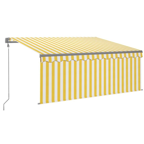 vidaXL Automatisk markis med rullgardin 3,5x2,5 m gul/vit