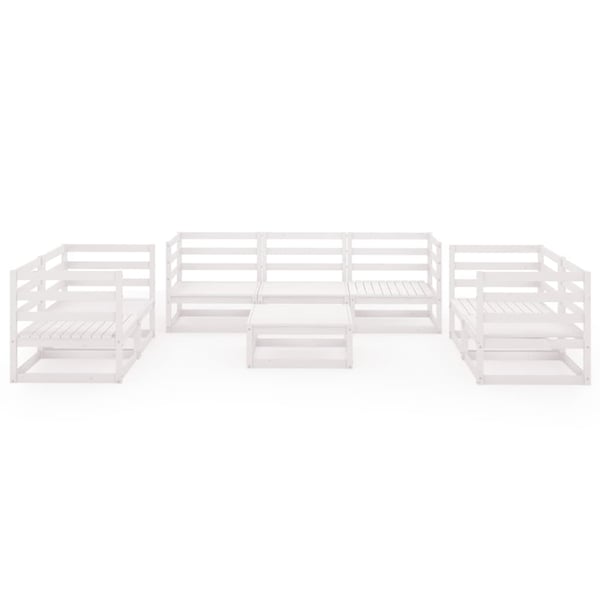vidaXL Hagesofagruppe 8 deler hvit heltre furu