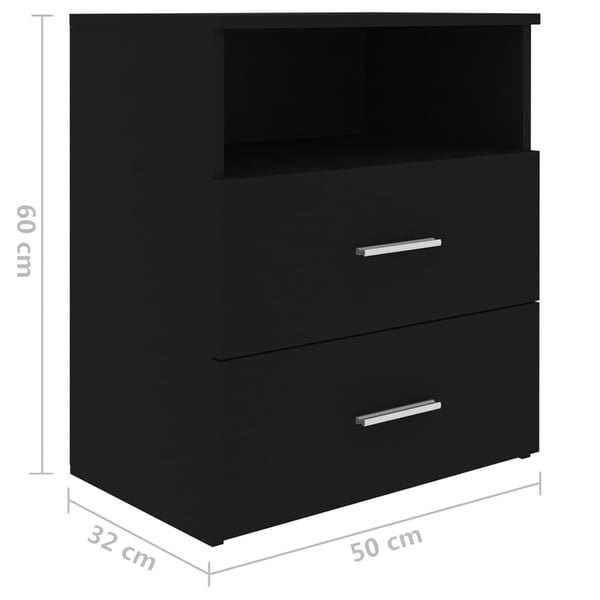 vidaXL sengeskabe 2 stk. 50x32x60 cm sort
