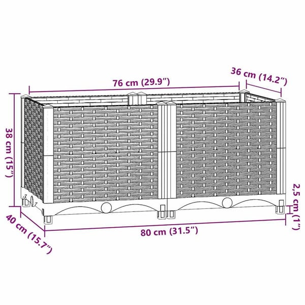 vidaXL højbed 80x40x38 cm polypropylen