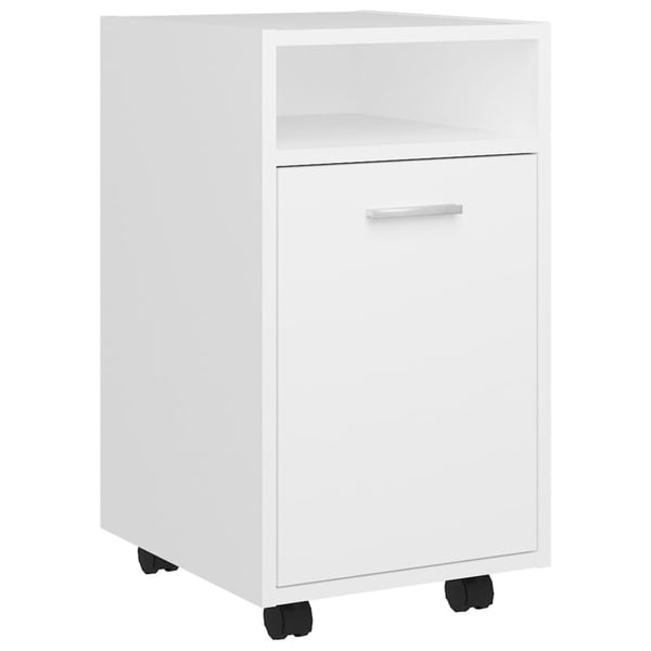 vidaXL Sideskap med hjul hvit 33x38x60 cm sponplater