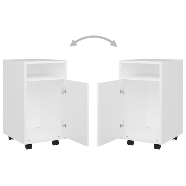 vidaXL Sideskap med hjul hvit 33x38x60 cm sponplater